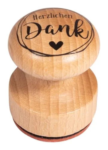 Rayher Stempel “Herzlichen Dankt”, rund, 3 cm ø, Motivstempel Holz, Holzstempel, Butterer Stempel, Rundstempel, Stempel Danke, 29276000