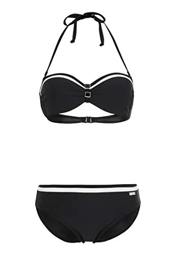 Lascana Damen Bügel-Bandeau-Bikini - Bikini-Sets für Damen im modernen Marine-Style, mit abnehmbaren Trägern und seitlichen Stäbchen für perfekten Halt.