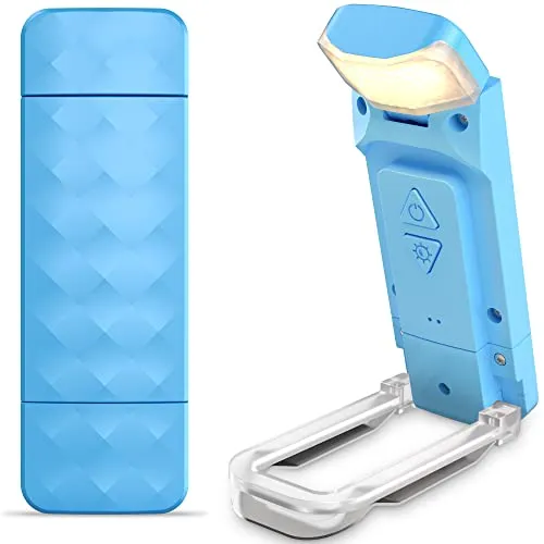 Mexllex Leselampe Buch Klemme,Wiederaufladbare USB Leselampe Bett, 3 Farbtemperaturen und 5 Helligkeitsstufen, Nachtlicht für Bücherwürmer, Kinder - Blau