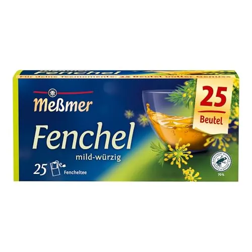 Meßmer Fenchel Tee | 25 Teebeutel | Vegan & Glutenfrei - Teesorte mit mild-süßlichem Fenchelgeschmack, perfekt für die ganze Familie. Nachhaltiger Anbau und 100% Recyclingmaterial machen diesen Tee zu einem bewussten Genuss.