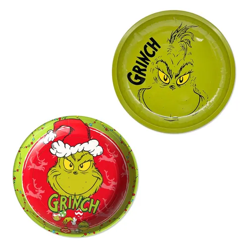 Party Factory Dekoteller The Grinch Keksteller Grün & Rot – 2-teiliges Set (2 St)