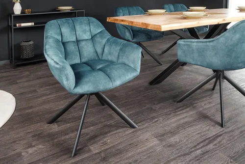 Riess-Ambiente Polsterstuhl PAPILLON petrol/schwarz in blau von Riess-Ambiente