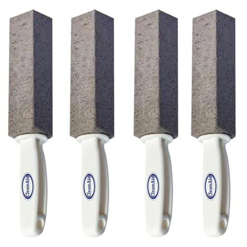 CleanAid Wonderstone - 4 Stück Bimsstein Toilettenreiniger mit Griff - Reinigungsstein, Kalkentferner für Bad, Toilette, Dusche, Waschbecken, Küche, Grill, Rost, Fliesen, Urinsteinentferner, Putzstein