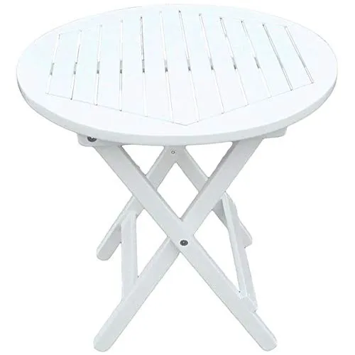 H4L Beistelltisch Weiß Klapptisch rund Holztisch Gartentisch Ø 50cm Tisch Eukalyptus