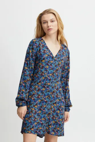 Ichi Blusenkleid IHVERA DR 23 - 20118145, Blithe Flower (201758) - Blusenkleider – Stilvolles Viskosekleid mit V-Ausschnitt und Knopfleiste, ideal für einen lässigen Look im Alltag.