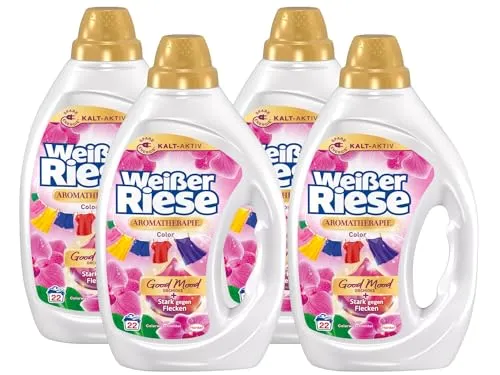 Weißer Riese Color Gel Aromatherapie Floral Sensation 88 WL (4 x 22 Waschladungen), Color Waschmittel mit Orchidee für unwiderstehlich duftende & strahlend saubere Wäsche, 100% recycelbar*