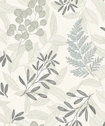 Vliestapete Äste Blattmuster Ranken Weiß Blau Gold Metallic A63901