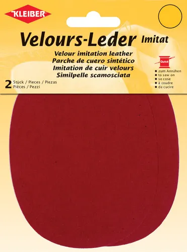 KLEIBER Velour-Leder-Imitat 100 x 130 mm rot 2 Stück