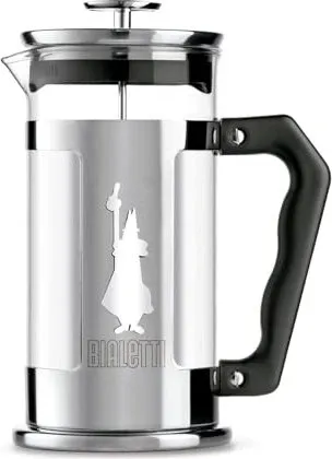 Bialetti Kaffeepresse Preziosa - French Press für Kaffee und Tee, elegantes Design aus Edelstahl und Borosilikatglas, spülmaschinenfest, 1 Liter für 8 Tassen