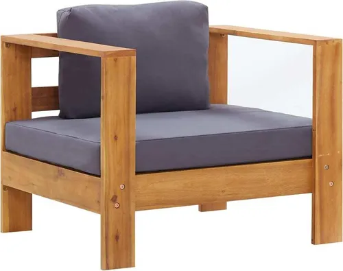 The Living Store Gartenstuhl Dunkelgrau aus Akazien-Massivholz