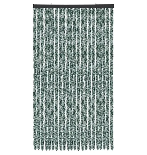 Arsvita Flauschvorhang Türvorhang (100x220 cm) in Meliert Dunkelgrün-Weiß als Insektenschutz für Balkon, Terrasse oder Wohnmobil, Wohnwagen, Pavillon