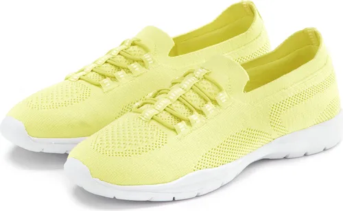 LASCANA Sneaker Slipper Damen, hellgelb, Gr. 40 - Veganer Slipper von LASCANA aus leichtem Meshmaterial, ideal für sportliche Looks. Zum bequemen Reinschlüpfen mit elastischen Schnürbändern, perfekt für den Alltag.