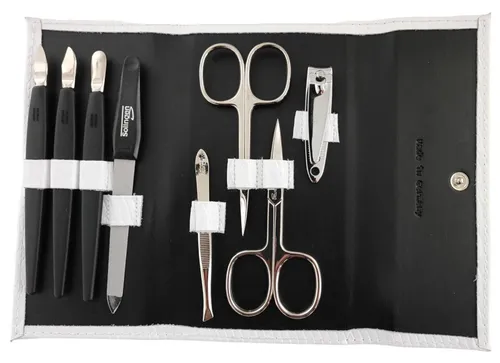 EloModa Maniküre-Etui Nagelpflege Set 8-tlg. Echtleder Etui, Maniküre Pediküre, Solingen, 8 tlg., Made in Germany