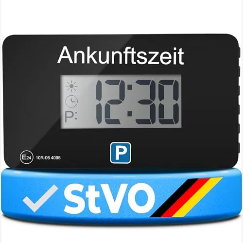 Parkwächter V1 - Automatische digitale Parkscheibe - Parkscheiben: Die digitale Parkuhr stellt die Ankunftszeit automatisch ein und entspricht den deutschen Verkehrsvorschriften. Elegant und datenschutzfreundlich, ideal für jedes Fahrzeug.