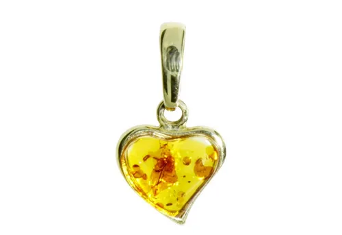 OSTSEE-SCHMUCK Kettenanhänger Herz - Eleganter Kettenanhänger aus vergoldetem Sterlingsilber mit funkelndem Bernstein, ideal für besondere Anlässe und als persönliches Geschenk.