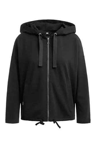 SOCCX Damen Kapuzensweatjacke mit Rücken-Print Black, L