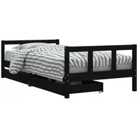 vidaXL Kinderbett mit Schubladen Schwarz 90x190 cm - Hochwertiges Kinderbett aus massivem Kiefernholz mit praktischen Schubladen für viel Stauraum. Ideal für Ordnung im Kinderzimmer und sorgt für einen erholsamen Schlaf.