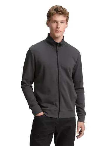 TOM TAILOR Denim Sweatshirt - Funktionsjacken: Basic Sweatshirtjacke in Unifarben mit seitlichen Eingriffstaschen, aus strukturiertem Piqué-Stoff für optimalen Tragekomfort.