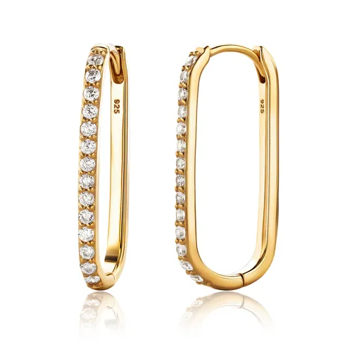 Miore Damen Ohrringe, 925 Sterling Silber Creolen vergoldet - Zirkonia 0,84 Kt