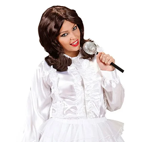 Amakando Disco Perücke Anni - braun - 70s Schlager Faschingsperücke Popstar Retro Karnevalsperücke Langhaarperücke Damen Schlagermove Kostüm Accessoire 70er Jahre Damenperücke
