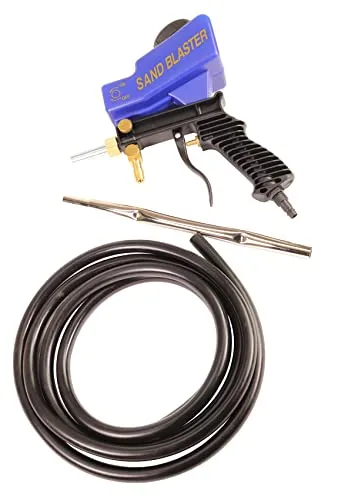 WELDINGER Druckluft-Sandstrahlpistole mit Tank und Granulatschlauch