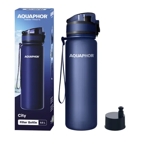 AQUAPHOR City Wasserfilter-Trinkflasche, 500 ml, aus TRITAN TM, BPA-frei, navy