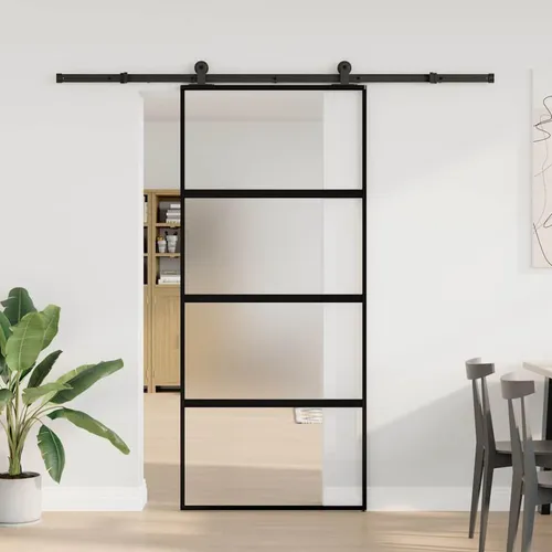 vidaXL Schiebetür 90x205 cm aus Hartglas & Aluminium - Moderne Schiebetür für platzsparende Lösungen in deinem Zuhause. Langlebiges Hartglas und korrosionsbeständiges Aluminium bieten Robustheit und Stil.