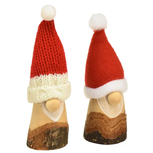 Deko Wichtel Holz Weihnachtsdeko Skandinavisch Rot 10-12cm 4er Set, 4 Stück