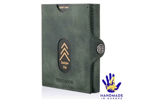 Trusador Mini Geldbörse 'Valencia' - Unisex Slim Wallet - kleiner Leder-Geldbeutel - Münzfach (Handmade, Handarbeit - Made in Europe), Vollnarbenleder, besonders klein, Handarbeit