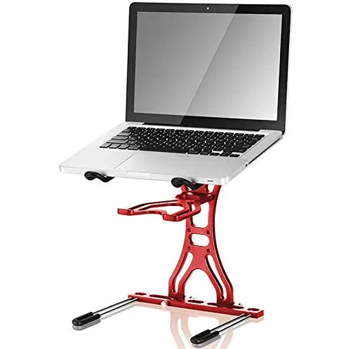 Antoc by Recordcase L2 DJ Laptop Ständer höhenverstellbar - 265x230x300 mm - Rot - faltbar und neigbar - Laptopständer aus Stahl mit Geräteablage für Studio und Mobile DJs
