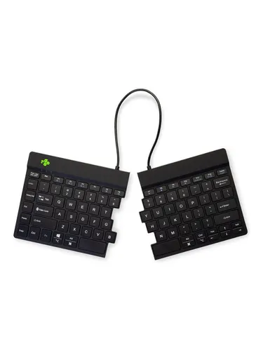R-GO Tools Split Break Tastatur - Bluetooth QWERTY US Englisch Schwarz - Ergonomische Bluetooth-Tastatur mit patentierter Pausensoftware zur Vorbeugung von Beschwerden. Ideal für PC, Laptop und Mac. Wiederaufladbar über USB-C und verbindet sich mit bis zu 3 Geräten.