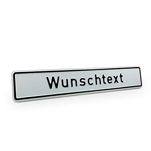 Betriebsausstattung24 Individuelles Parkplatzschild mit Wunschprägung/Wunschtext ohne P-Symbol - Maße 43,0 x 8,0 cm - mit oder ohne Löcher - Aluminium geprägt
