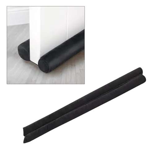 VOSSBACH Mikrofaser Tür Zugluftstopper Schwarz mit Doppeldichtung Türdichtung Türisolierung Dichtung Isolierung Windstopper