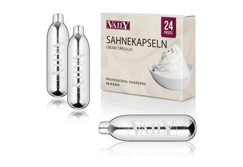 Vaily CO₂-Kapsel Sahnekapseln, Zubehör für Sahnebereiter und Sahnesyphons, 24 St., Zum Zubereiten von Sahne, Espumas, Suppen und mehr