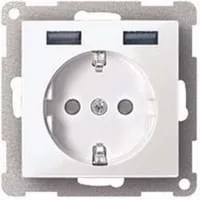 Merten MEG2366-6035 Steckdose mit USB Ladegerät, Lotosweiß - Steckdose mit integriertem USB Ladegerät für gleichzeitiges Laden von zwei Geräten. Ideal für modernes Wohnen, schützt vor Überlastung und bietet eine elegante Lösung in Lotosweiß.