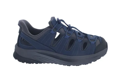 Orthofeet Herren Sandalen Saturn – Navy, Größe 46 - Praktische Slip-On Sandalen mit innovativer Bungee-Schnürung für müheloses Anziehen. Das Ortho-Cushion-System und der breite Zehenbereich bieten den ganzen Tag über höchsten Komfort.