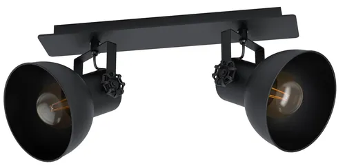 EGLO Deckenleuchte 43432 schwarz, 2 x E27 - Moderne Deckenleuchte im Monochrom Design-Trend, mit schwenkbaren Spots für individuelle Lichtgestaltung. Perfekt für jeden Raum – von Küche bis Schlafzimmer. Leuchtmittel nicht enthalten.