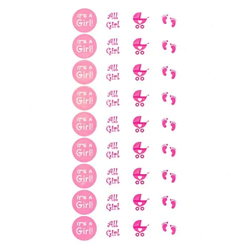Oblique Unique® Its a Girl Baby Shower Party Sticker Mädchen Aufkleber Pink 108 Stück Kinderwagen Füßchen
