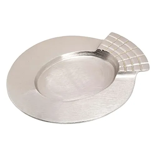 NKlaus Kerzenteller Fisch 7x5cm - Kerzenständer aus vernickeltem Messing, oval mit glatter Oberfläche und feiner Linienstruktur, ideal für dekorative Akzente und Schutz vor Brand- und Wachsflecken.