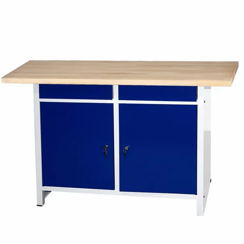Werkbank HxBxT: 84x150x60cm, 2 Schubladen, 2 Flügeltüren Werktisch Arbeitstisch