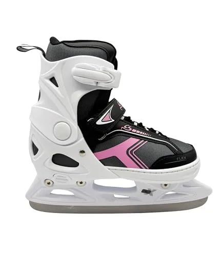 Cox Swain verstellbare Schlittschuhe Polar, Eislaufschuhe für Kinder, Jugendliche und Erwachsene bis 100KG, vorgeschliffene Edelstahlkufe, Softboot