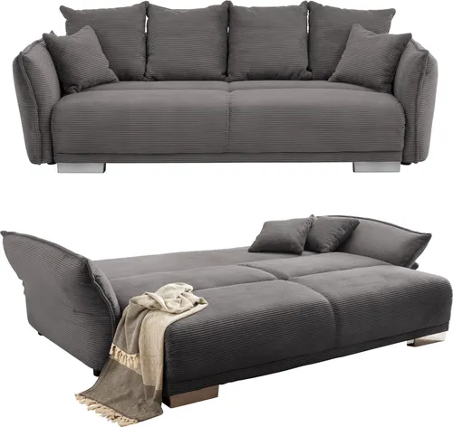 Big Sofa 242x131 cm mit Schlaffunktion in grau von luma-home