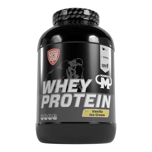 Whey Protein - Vanilla Ice Cream - 3000 g Dose - Molkenproteine mit 27 g Protein pro Portion, ideal für Muskelaufbau und Erhalt. Schmeckt lecker und löst sich hervorragend in Wasser oder Milch – perfekt für Sportler!