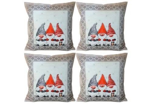 matches21 HOME & HOBBY Kissenbezüge 4er Set Kissenhüllen 40x40 cm mit Weihnachtswichteln für Weihnachten, (4 Stück), Zierkissen-Bezüge für Sofa-Kissen, Couch-Kissen