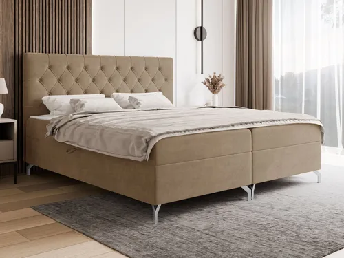 MIRJAN24 Boxspringbett Guliette 200x200 cm mit Bettkästen – Braun - Stylisches Boxspringbett Guliette mit zwei praktischen Bettkästen für zusätzlichen Stauraum. Ideal für ein gemütliches Schlafzimmer, mit hochwertigem Topper für optimalen Schlafkomfort.