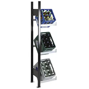 Schulte Anbauregal 37002-S für Getränkekistenregal - Regal für Getränkekisten mit 3 höhenverstellbaren Ebenen, max. Tragkraft 60 kg pro Ebene, ideal für übersichtliche Lagerung und schnelle Entnahme.