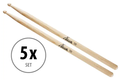 Paar XDrum Schlagzeug Sticks 5B Wood Tip 5 in braun von XDrum