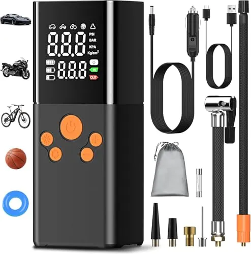 Elektrische Luftpumpe-Akku Luftpumpe Kompressor Pump Electric 150PSI 10000mAh Tragbarer Akku Kompressor mit Digitale LCD-Bildschirm Pressure