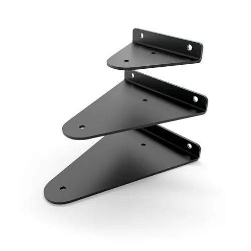 HEVVA Regalhalter 8/14/17 cm | STOLBERG | Regalwinkel, L-förmige Wandregalhalterung, Konsole, Regalträger | (1x Halter - Schwarz, 14 cm)