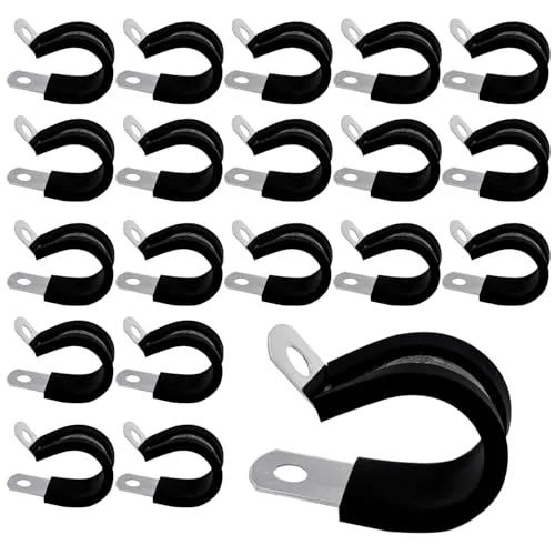 KLINNA 20 Stück 20mm Rohrschellen aus 304 Edelstahl, P-Klammern & Kabelschellen mit Gummieinlage, vibrationsdämpfende Schraubrohrschelle für Leitungen